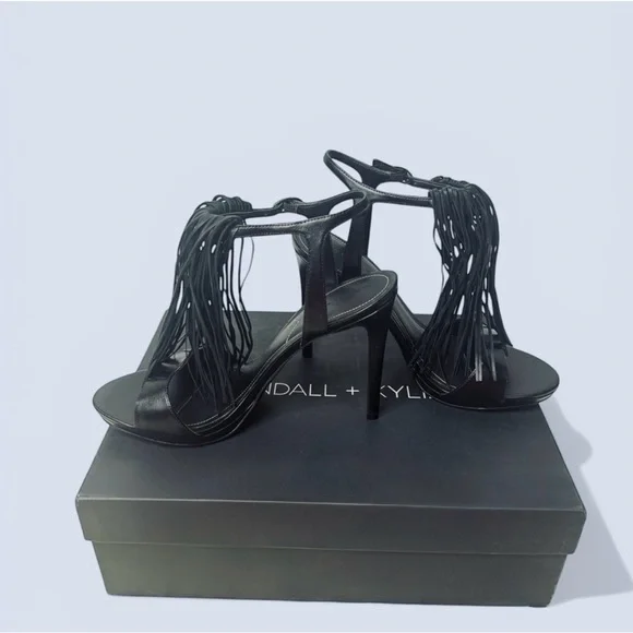 Kendall & Kylie Black Fringe Stiletto Sandals - Picture 6 of 7